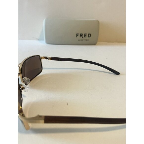 Used FRED LUNETTES Sunglasses Ellesmere C2 206 63-16 140 Gold Frame Brown Lense - Picture 3 of 7